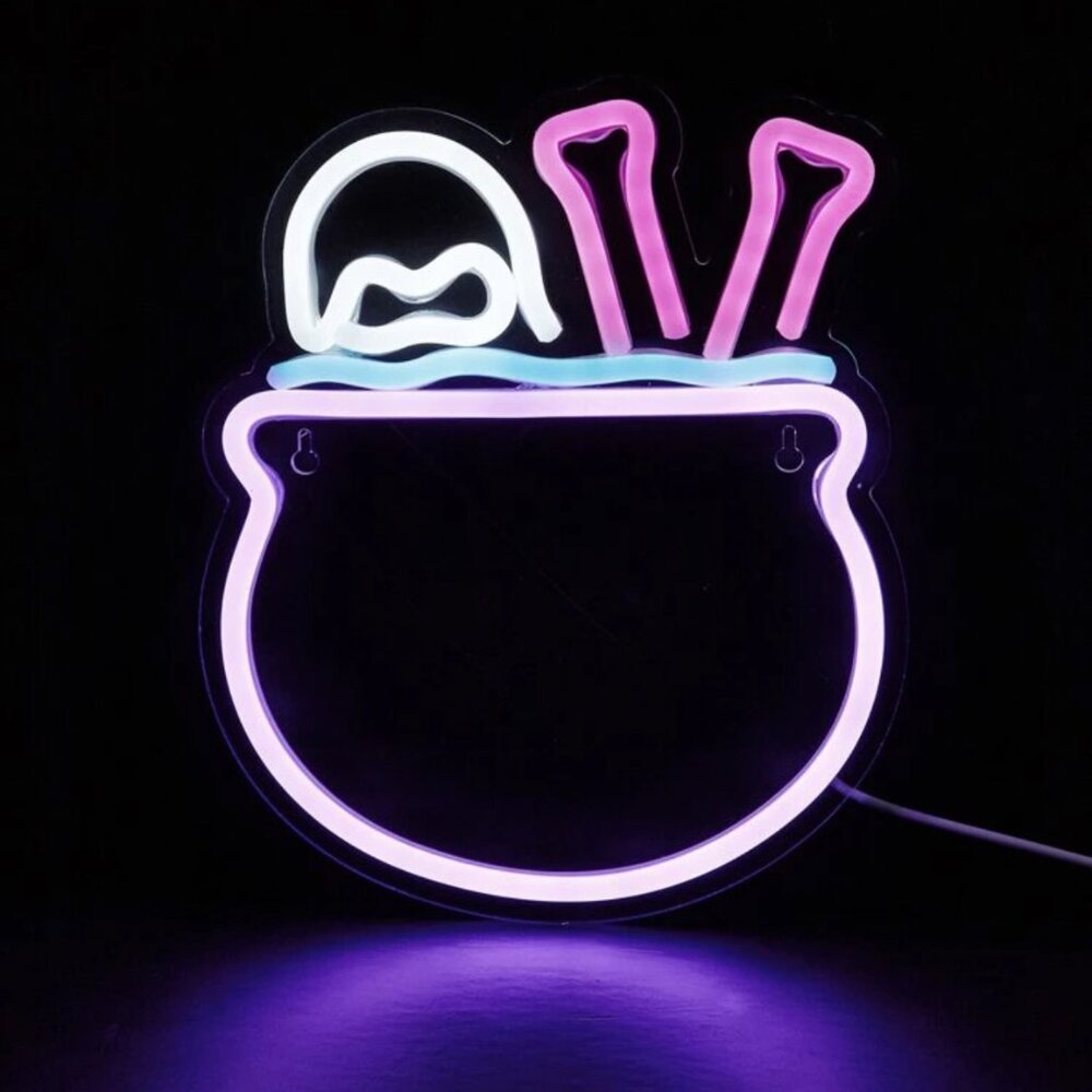 Witch Cauldron LED Neon Sign NEW Bedroom Halloween Summerween Party Home Decor